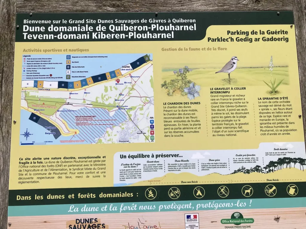 Panneau présentation dune au parking de La Guérite.