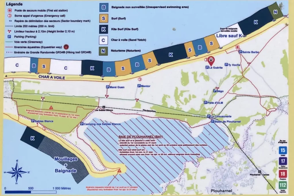 Panneau zone nautique plage